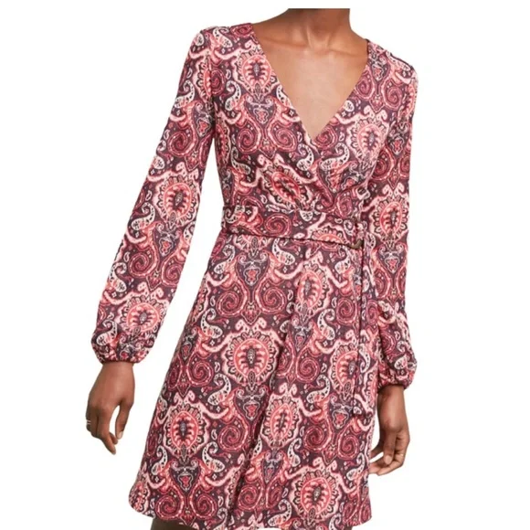 Anthropologie Maeve Paisley Belted Dress Pink - Picture 4 of 16